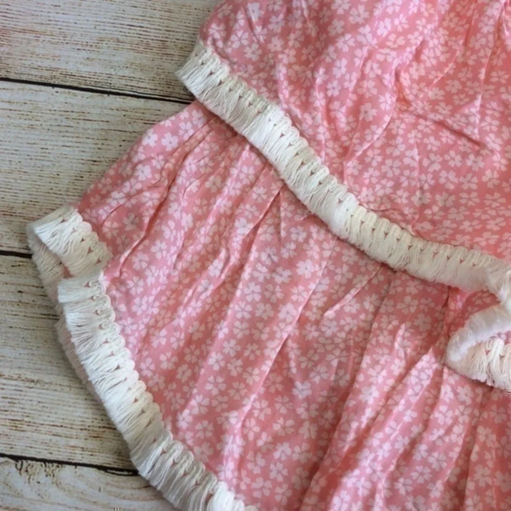 NWT Cool Change pink ruffle peasant mini skirt. Large 100% rayon